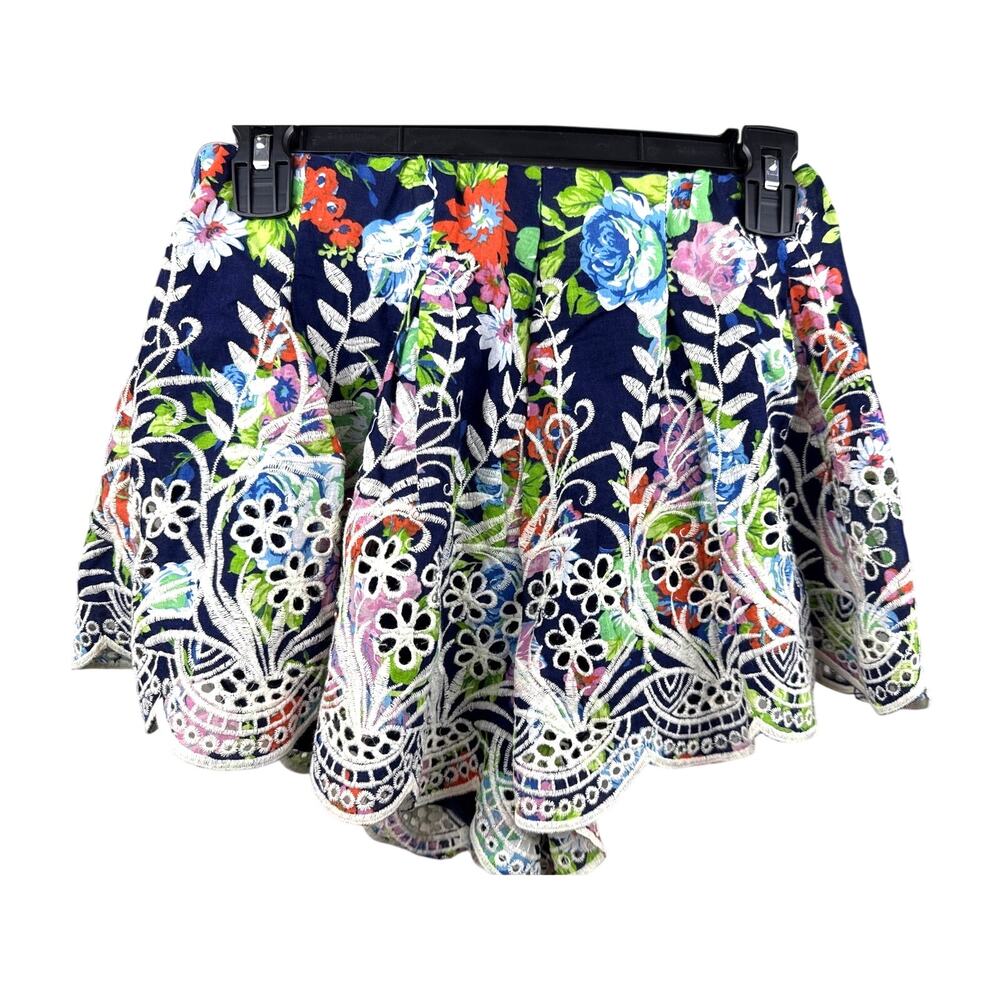 Solaris Style Embroidered Skirt Women’s M Floral Scalloped Hem Lined